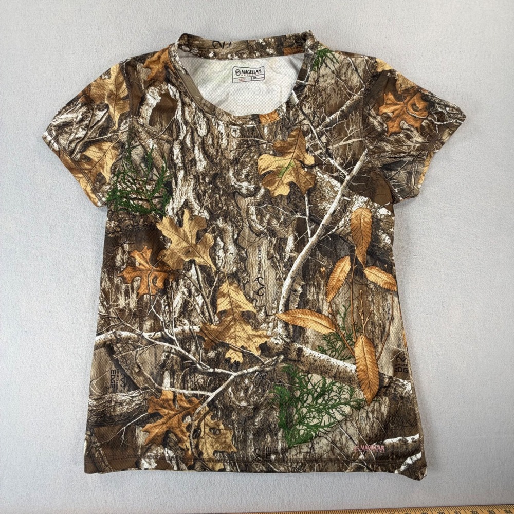 Magellan Outdoors Realtree Edge Camo T-Shirt Women XL Brown Performance Hunting